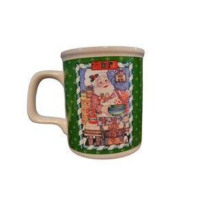Enesco Chris Davenport Coffee Cup Christmas 1990 Korea Santa Baking